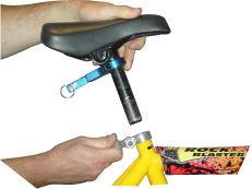 Push Me Home clamp attached to the bicycle seat post before the seat is returned to the bike