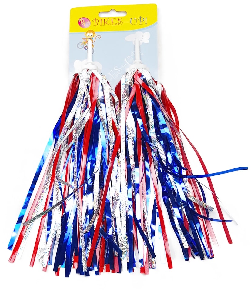 Bike Streamers Silver/Blue/Red