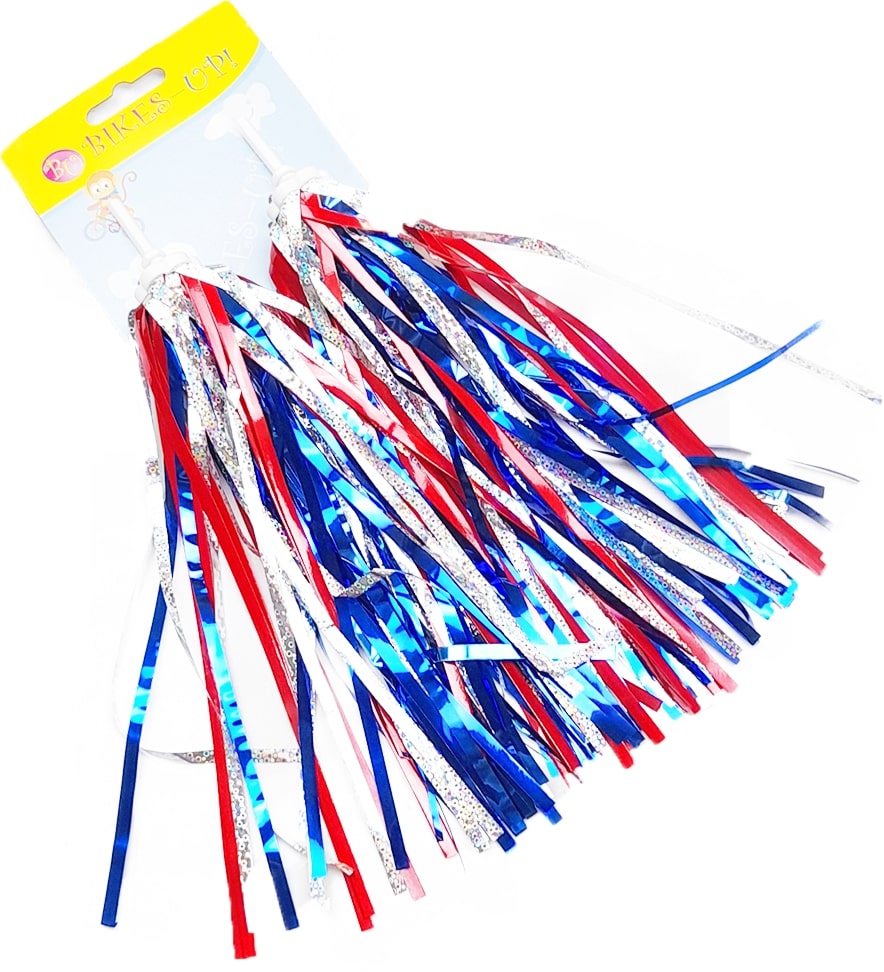 Handlebar Bike Streamers Silver/Blue/Red